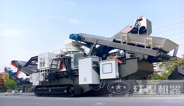 全自動移動式履帶建筑垃圾破碎機搭載圓錐破碎機