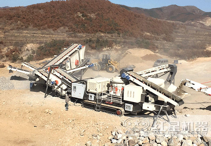 全自動移動式履帶建筑垃圾破碎機組合生產