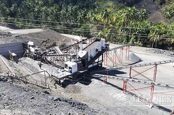時產100噸圓錐移動式破碎機生產現場——廣西